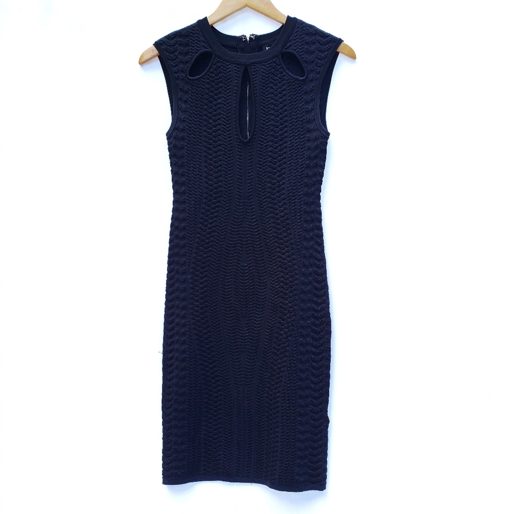 Bebe Black Knit Dress with Front Key Holes